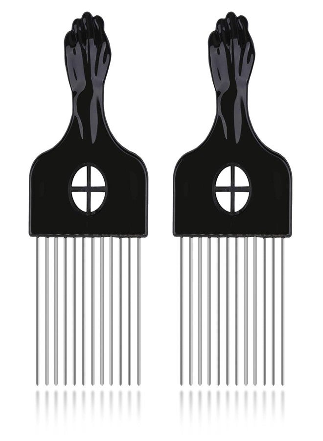 LEADUWAY 2 Pack Afro Comb and Metal Wig Detangler - Braid Styling Comb for Detangling and Styling Hair, Hair Pick - Image 1